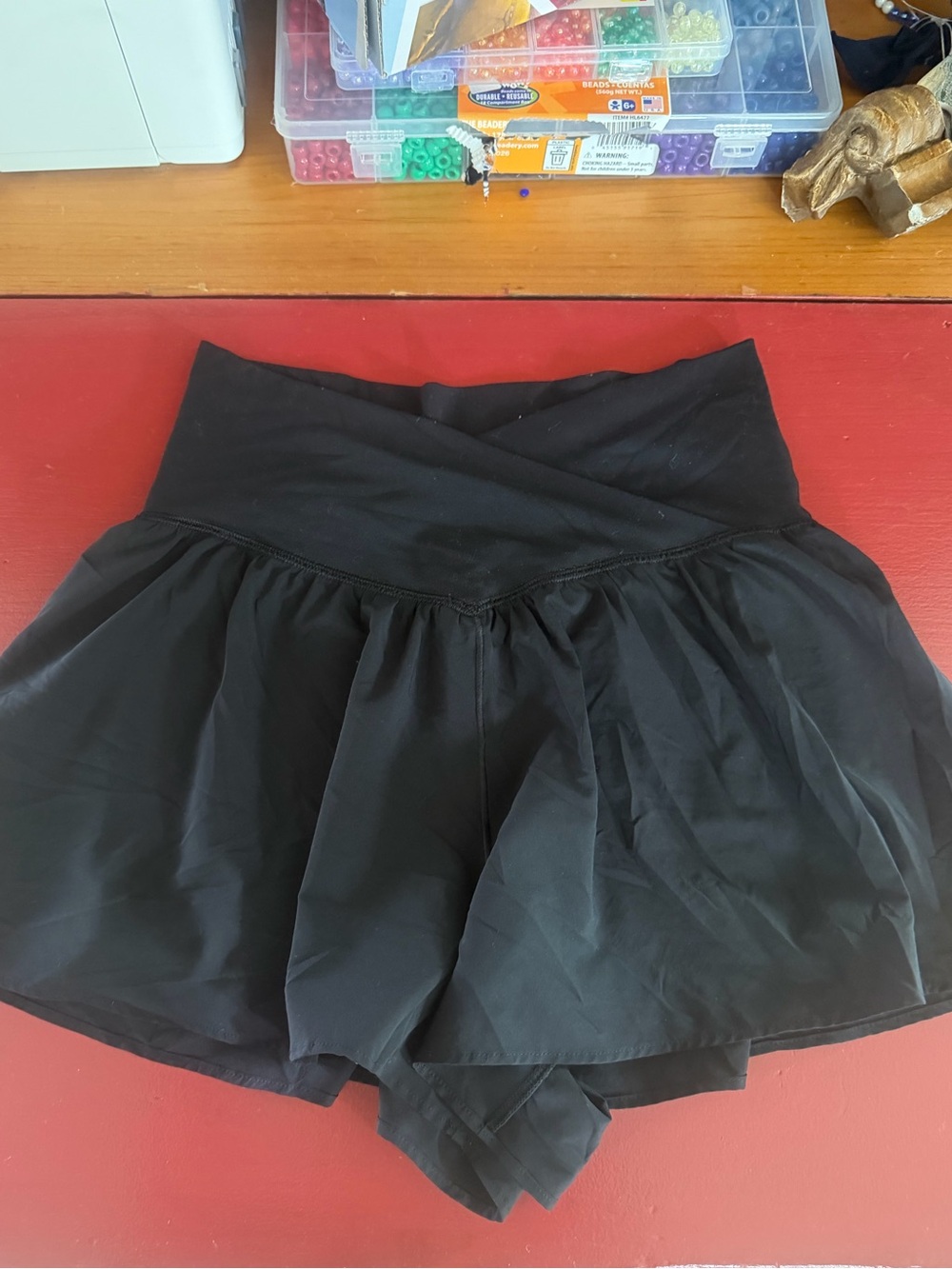 aerie Black Skorted Shorts with Crossover Waistband